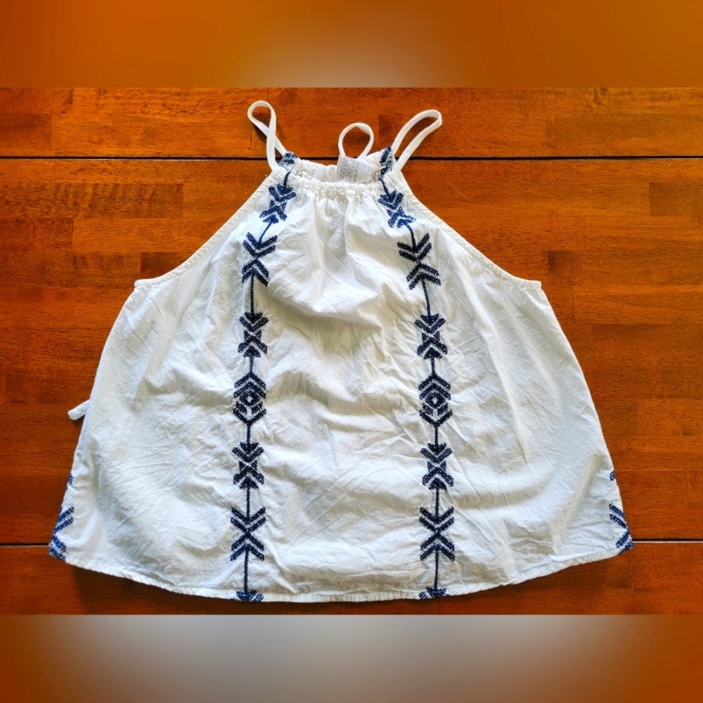 Intu White Embroidered 100% Cotton Halter Top, Size,Sm I ADDED A FREE TOP See Ad